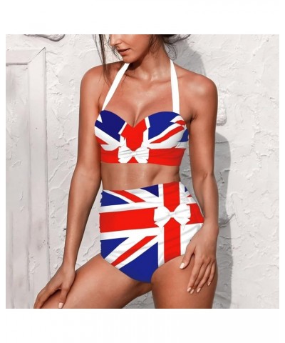 High Waisted Bikini Sets for Women with Bottom Tummy Control Swimsuit Vintage Bathing Suit 2pcs Uk Flag $19.79 Swimsuits