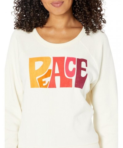 Peace Cotton Fleece Long Sleeve Crew Crema MD $21.22 Hoodies & Sweatshirts