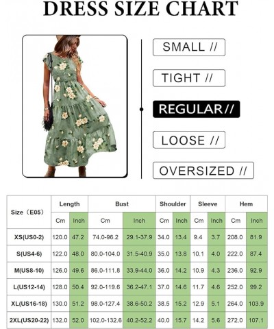 Women Summer Dresses Ruffle Cap Sleeve Casual Dress Boho Smocked Bodice Maxi Dress with Pockets E05 Khaki $25.48 Dresses