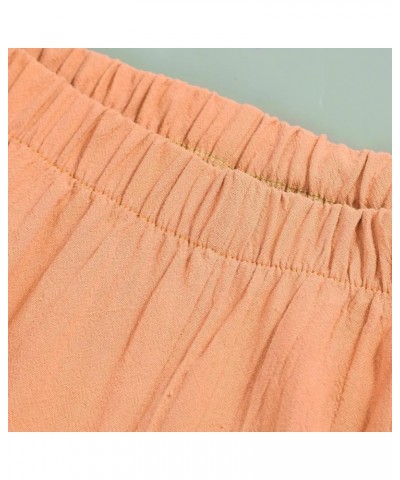 Women's Cotton Linen Capri Pants with Pockets Casual High Waist Wide Leg Trousers Trendy Y2K Pants S-5XL Orange $14.10 Pants