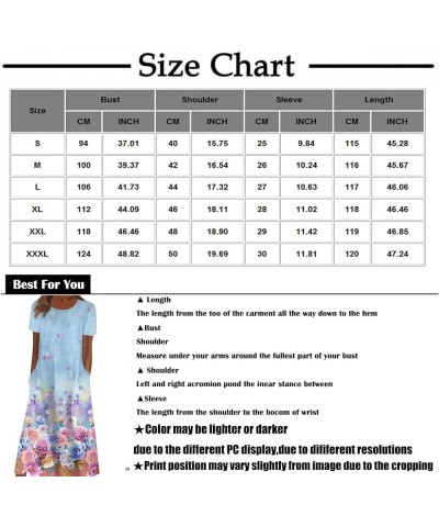 Summer Dresses 2024 Women Floral Pleated Midi Dress Short Sleeve Crew Neck Loose Fit Sundress Casual Tunic Dress 02-purple $1...