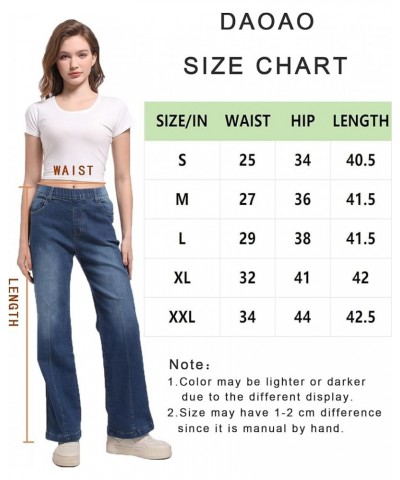 Pull on Jeans for Women Flare Stretchy Elastic High Waist Denim Pants Trendy Bootcut Front Seam Jean Light Blue $18.45 Jeans