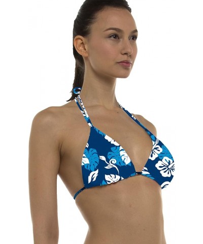 UPF50+ Women Rash Guard Triangle Stringer Swim Bra Suit Bikini Top Workout (SBT) Blue With White $10.58 Swimsuits