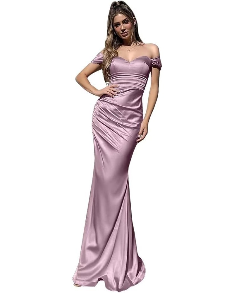 Women's Formal Dresses Off Shoulder Long Mermaid Prom Dress V-Neck Strapless Satin Gowns and Evening Dresses Wisteria $28.16 ...