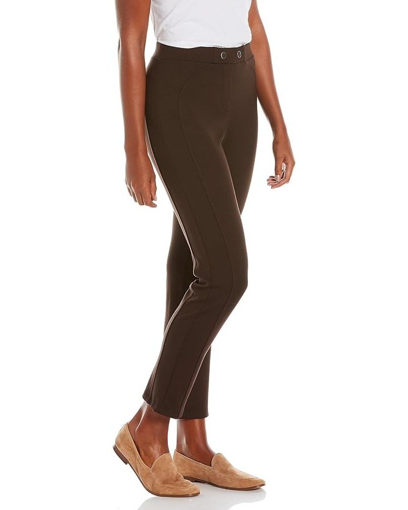 Women's Pull-on Ponte Pant with Seam Detail-Comfort Fit Dark Chocolate $11.49 Pants