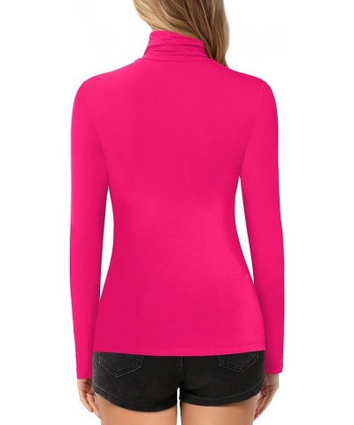 Long Sleeve Shirts for Women Mock Turtle Neck Short Sleeve Tops Sexy Casual Fitted Tee T-Shirts Tshirt Long Sleeve Hot Pink $...