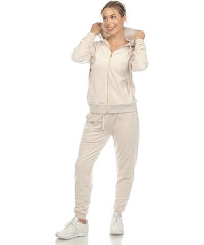 Women's 2-Piece Velour Tracksuit Jogger Outfit Activewear Set Pearl $25.90 Activewear