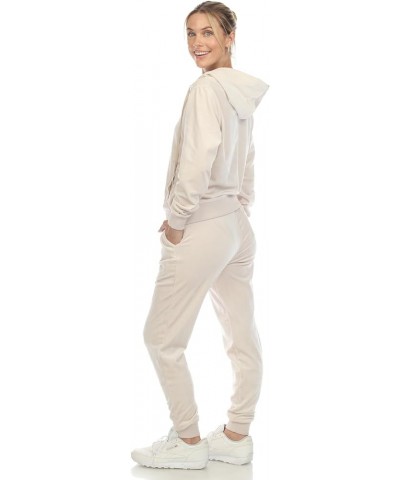 Women's 2-Piece Velour Tracksuit Jogger Outfit Activewear Set Pearl $25.90 Activewear