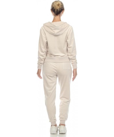 Women's 2-Piece Velour Tracksuit Jogger Outfit Activewear Set Pearl $25.90 Activewear