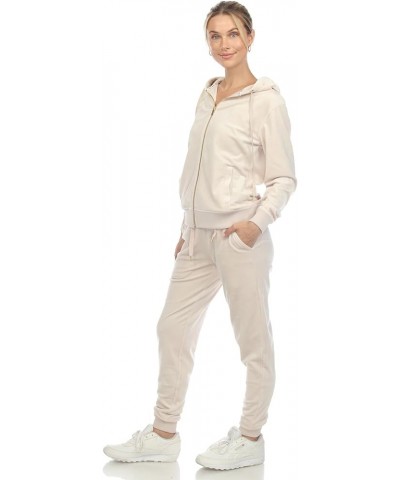 Women's 2-Piece Velour Tracksuit Jogger Outfit Activewear Set Pearl $25.90 Activewear