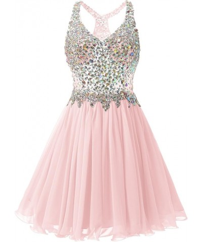 Women's Beaded Chiffon Homecoming Dresses Short Prom Gown 2024 Cocktail Party Dress Pink $34.04 Dresses