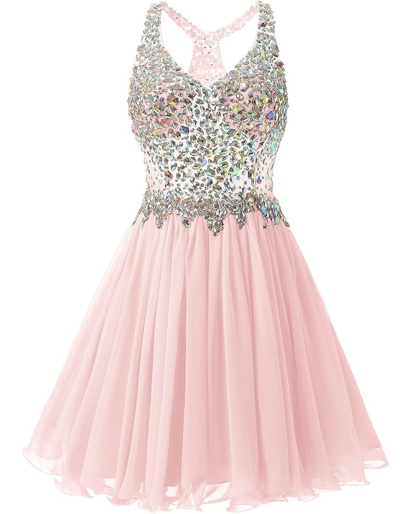 Women's Beaded Chiffon Homecoming Dresses Short Prom Gown 2024 Cocktail Party Dress Pink $34.04 Dresses