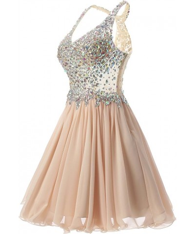 Women's Beaded Chiffon Homecoming Dresses Short Prom Gown 2024 Cocktail Party Dress Pink $34.04 Dresses