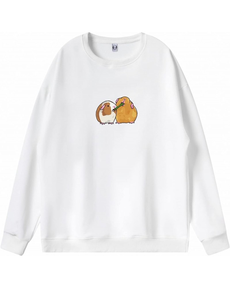 Guinea Pig Sweatshirt Crewneck Cotton Hoodie for Women Aesthetic Oversized Tops for Teen Girls Pullover Soft Clothes White $8...