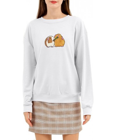 Guinea Pig Sweatshirt Crewneck Cotton Hoodie for Women Aesthetic Oversized Tops for Teen Girls Pullover Soft Clothes White $8...