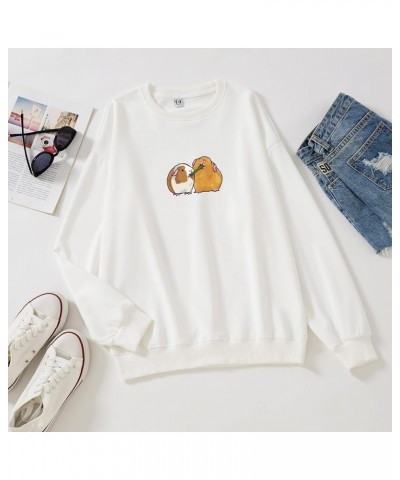 Guinea Pig Sweatshirt Crewneck Cotton Hoodie for Women Aesthetic Oversized Tops for Teen Girls Pullover Soft Clothes White $8...