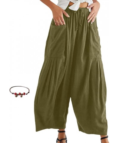 Quinn Plus Size Pants, Quinn Pants for Women Linen Pants with Pockets Summer Harem Pants Boho Beach Pants Green $12.95 Pants