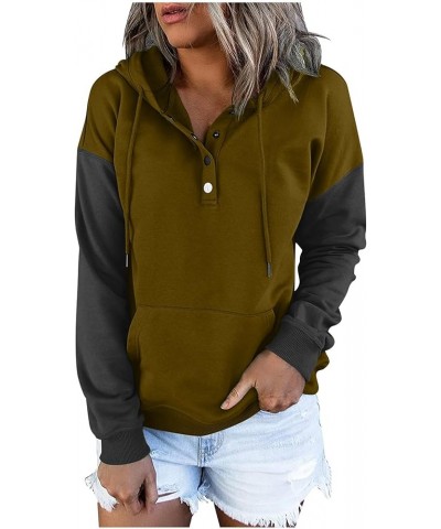 Fashion Hoodies,Casual Long Sleeve Hoodies Women Slim Sweatshirt Button Down Colorblock Sportwear 2023 Tops For Teen 01-dark ...