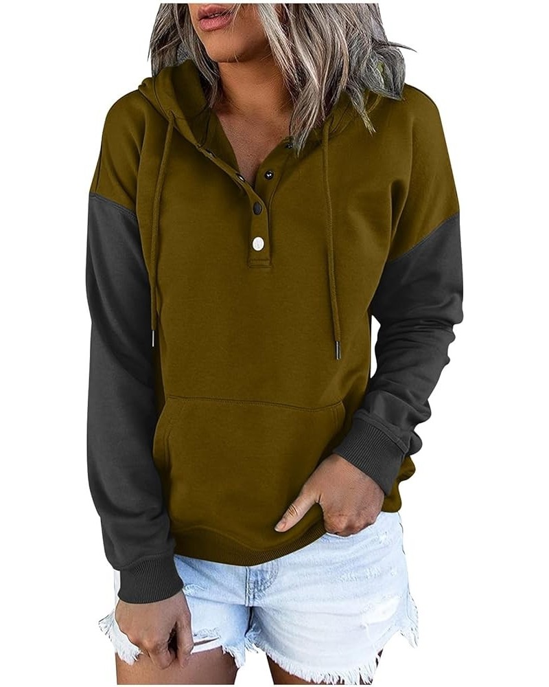 Fashion Hoodies,Casual Long Sleeve Hoodies Women Slim Sweatshirt Button Down Colorblock Sportwear 2023 Tops For Teen 01-dark ...