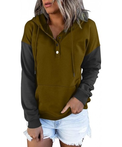 Fashion Hoodies,Casual Long Sleeve Hoodies Women Slim Sweatshirt Button Down Colorblock Sportwear 2023 Tops For Teen 01-dark ...