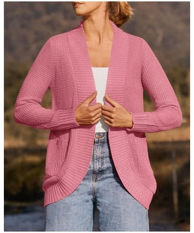 Women's 2024 Fall Winter Long Sleeve Open Front Casual Lightweight Soft Knit Cardigan Sweater Outerwear Dark Pink $22.94 Swea...