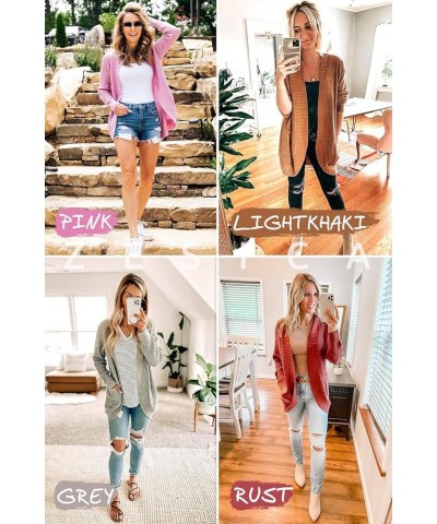 Women's 2024 Fall Winter Long Sleeve Open Front Casual Lightweight Soft Knit Cardigan Sweater Outerwear Dark Pink $22.94 Swea...