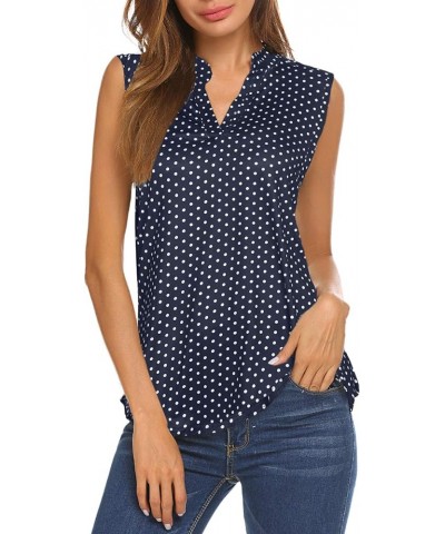 Women's Sleeveless Floral Print V Neck Tunic Tank Tops Blouse Shirts Navy Blue1 $15.80 Tanks