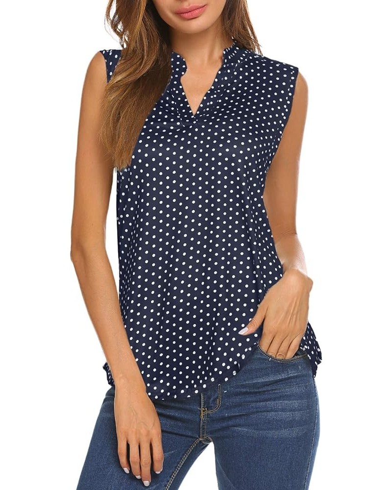 Women's Sleeveless Floral Print V Neck Tunic Tank Tops Blouse Shirts Navy Blue1 $15.80 Tanks