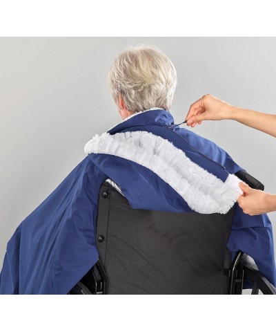 Women's Adaptive Faux Fur-Lined Wheelchair Cape With Hood - Luxurious Winter-Warmth Self-Dressing Cape Caribbean Blue $88.68 ...