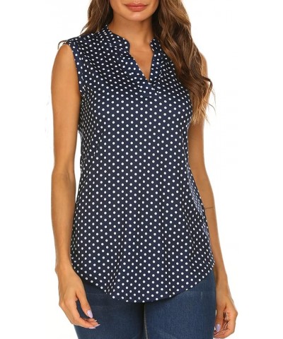 Women's Sleeveless Floral Print V Neck Tunic Tank Tops Blouse Shirts Navy Blue1 $15.80 Tanks