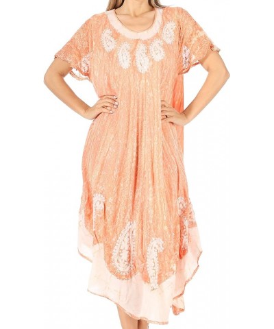 Bree Long Embroidered Cap Sleeve Marbled Dress Copper $13.99 Dresses