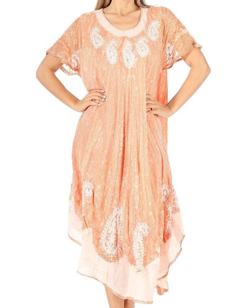 Bree Long Embroidered Cap Sleeve Marbled Dress Copper $13.99 Dresses