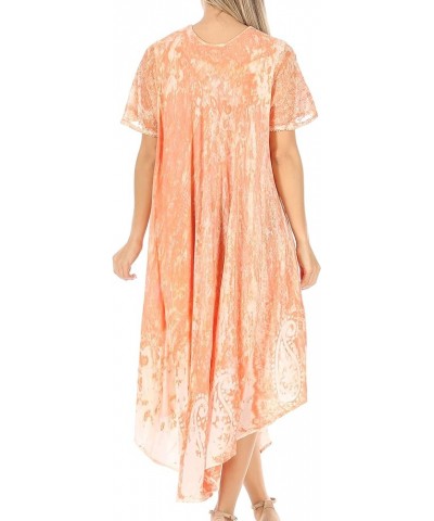 Bree Long Embroidered Cap Sleeve Marbled Dress Copper $13.99 Dresses