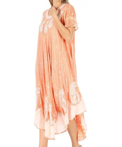 Bree Long Embroidered Cap Sleeve Marbled Dress Copper $13.99 Dresses