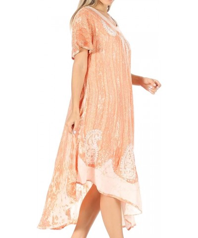 Bree Long Embroidered Cap Sleeve Marbled Dress Copper $13.99 Dresses