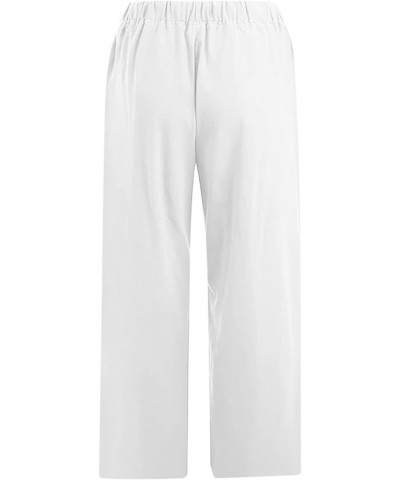 Womens Capris Pants 2023 Summer Capri Leggings Lightweight Casual High Wasit Stretch Pants Pockets Cropped Trousers 05,white ...