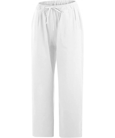 Womens Capris Pants 2023 Summer Capri Leggings Lightweight Casual High Wasit Stretch Pants Pockets Cropped Trousers 05,white ...