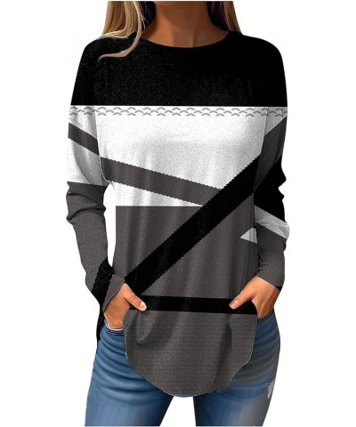 Long Sleeve Shirts For Women,Women'S Casaual Print Tunic Trendy Crewneck Long Blouse Tops For Leggings 1-dark Gray $5.87 Unde...