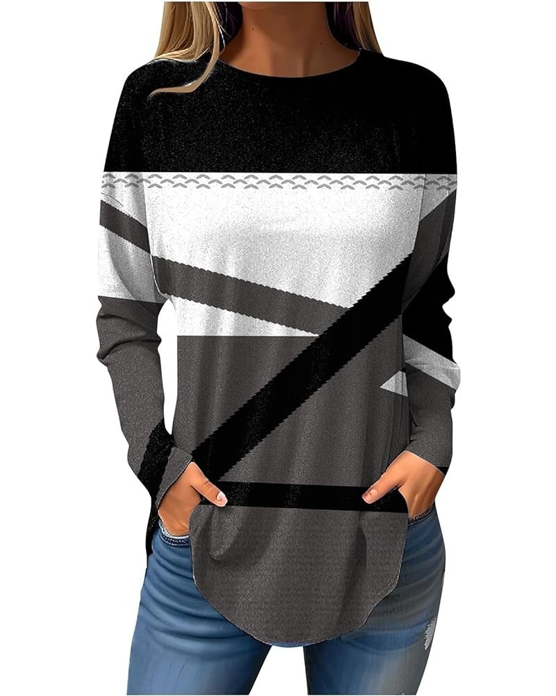 Long Sleeve Shirts For Women,Women'S Casaual Print Tunic Trendy Crewneck Long Blouse Tops For Leggings 1-dark Gray $5.87 Unde...