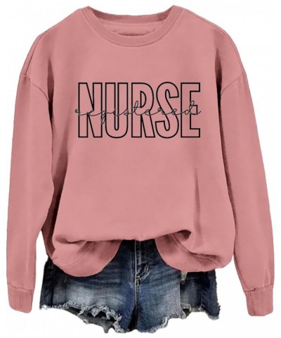 Registered Nurse Sweatshirt for Women Nursing Student Hoodie Crewneck Future Rn Nurse Long Sleeve Shirt Fall Sweater Hot Pink...