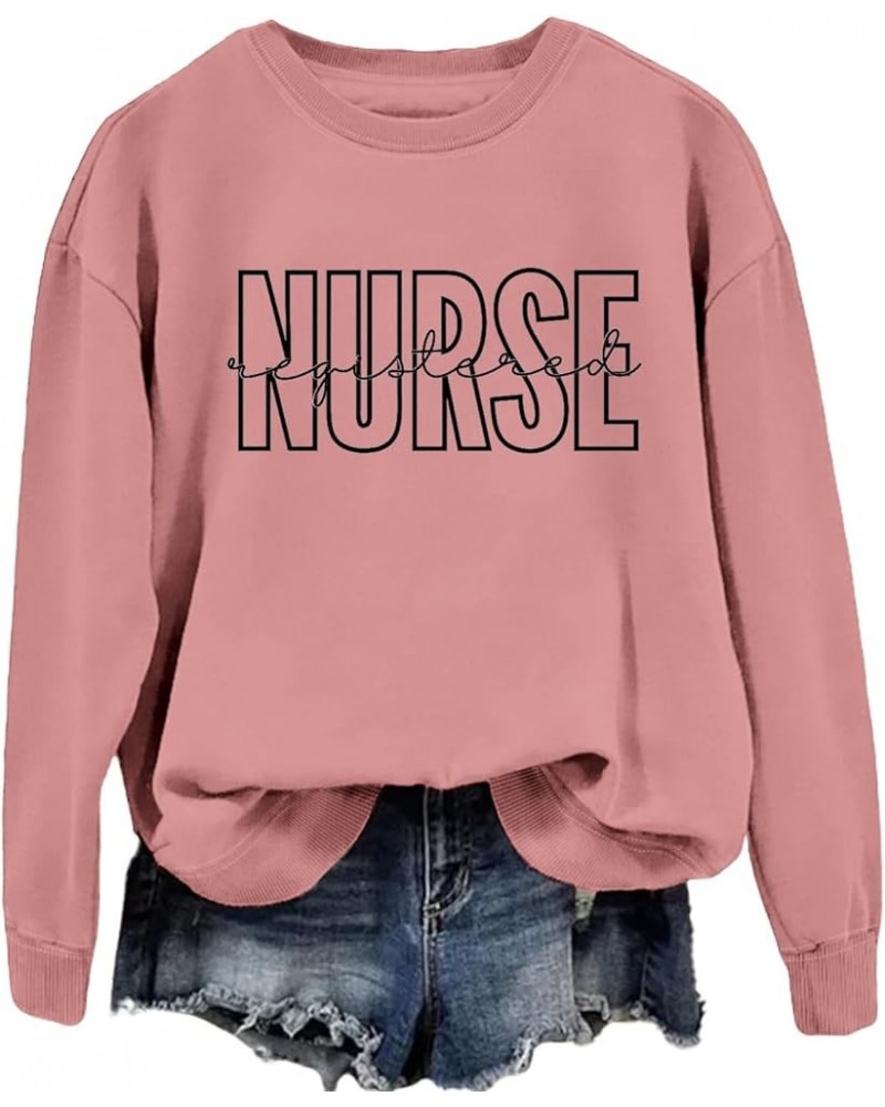 Registered Nurse Sweatshirt for Women Nursing Student Hoodie Crewneck Future Rn Nurse Long Sleeve Shirt Fall Sweater Hot Pink...