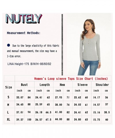 Women's Long Sleeve Henley T Shirts Ribbed Knit Shirts Button Down Slim Fit Tops Scoop Neck T-Shirts Red $13.49 Tops