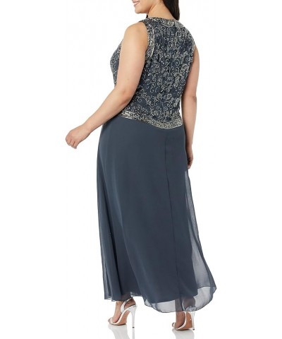 Women's Embellished Top Mock 2 Piece Dress with Scarf Grey Multi $44.60 Accessories