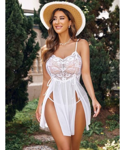 Women Lace Lingerie Babydoll Dress Strap Chemise Sleepwear Sexy Nighty S-XXL White $12.46 Lingerie