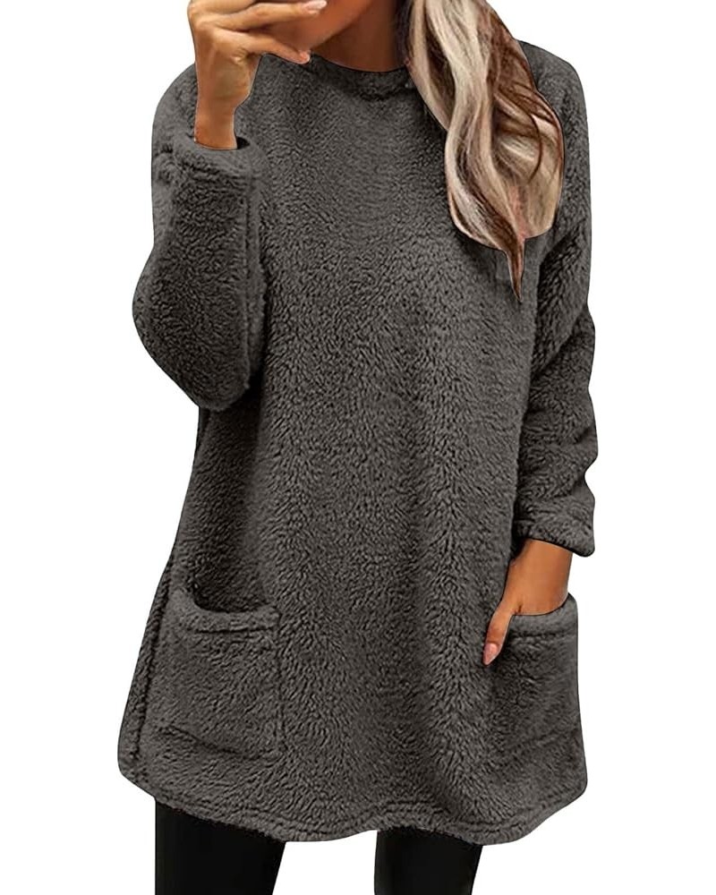 Sweatshirt for Womens Fashion Winter Warm Sweater Pullover Fleece Thickening Plus Size Fall Clothes Casual Loose Tops 02 dark...