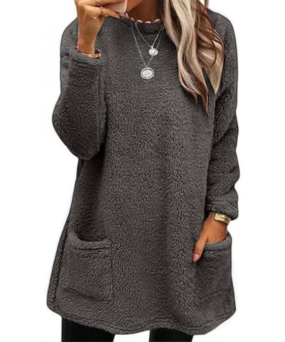 Sweatshirt for Womens Fashion Winter Warm Sweater Pullover Fleece Thickening Plus Size Fall Clothes Casual Loose Tops 02 dark...