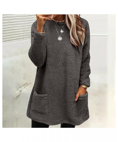 Sweatshirt for Womens Fashion Winter Warm Sweater Pullover Fleece Thickening Plus Size Fall Clothes Casual Loose Tops 02 dark...