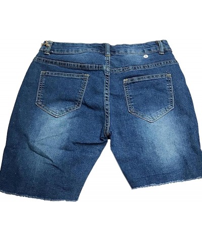 Women's High Waisted Chain Ripped Capris Jeans Distressed Skinny Denim Shorts Sexy Party Clubwear Streetwear A-dark Blue $10....