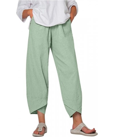 Pants for Women Trendy Women's Linen Pants Plus Size Loose Palazzo Plus Size Pants Cotton Beach Linen Pants Z5-mint Green $9....