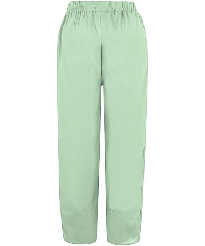 Pants for Women Trendy Women's Linen Pants Plus Size Loose Palazzo Plus Size Pants Cotton Beach Linen Pants Z5-mint Green $9....